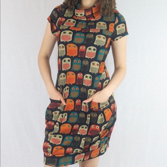 owl print tunic dress